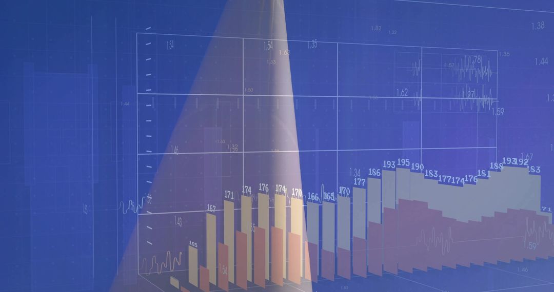 3D Bar Chart with Overlaid Line Plot on Blue Background