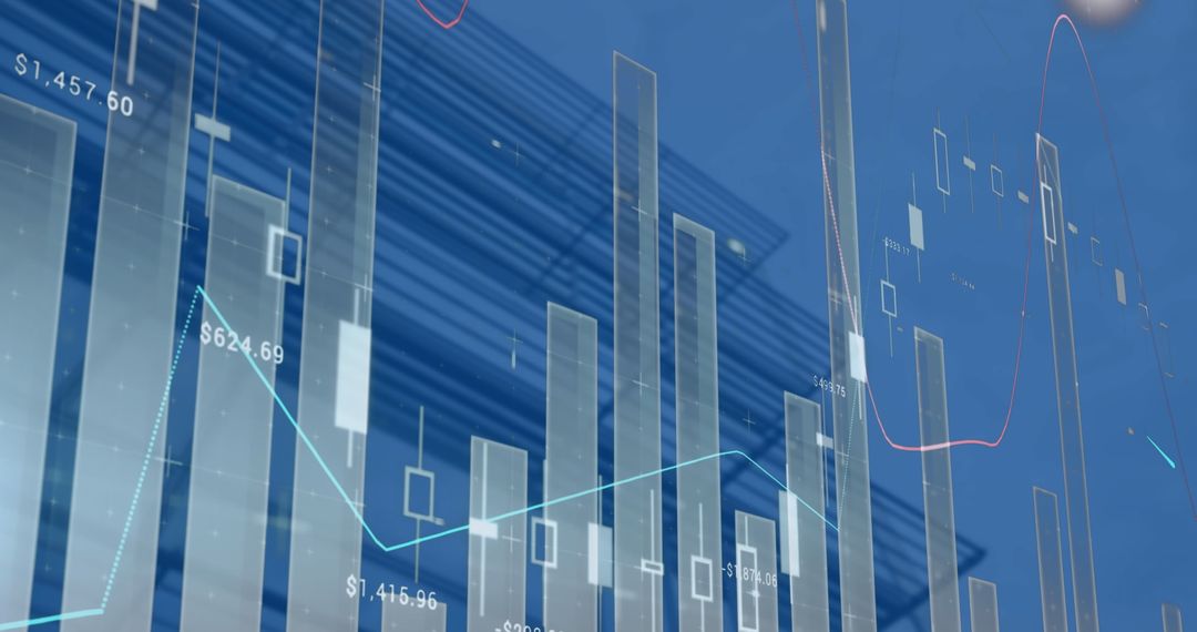 Financial Data Overlay on Modern Building Architecture