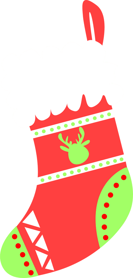 Transparent Christmas Stocking with Festive Elements in Flat Design