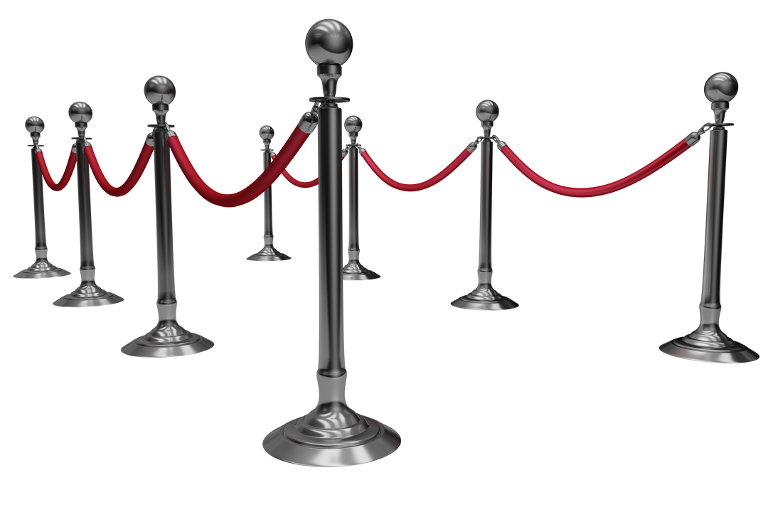 Red Ropes with Silver Poles on Transparent Background - Download Free Stock Images Pikwizard.com