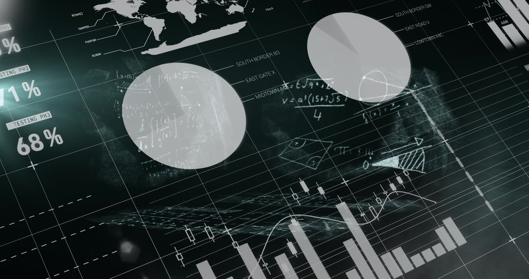 Abstract Data Analysis with Mathematical Formulas on Dark Interface - Free Images, Stock Photos and Pictures on Pikwizard.com