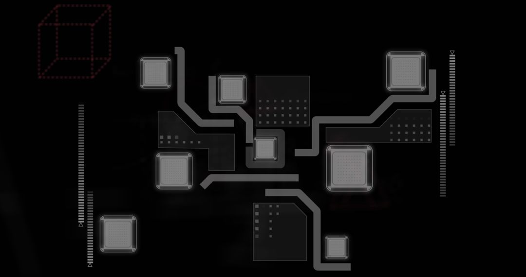 Futuristic data processing network visualization