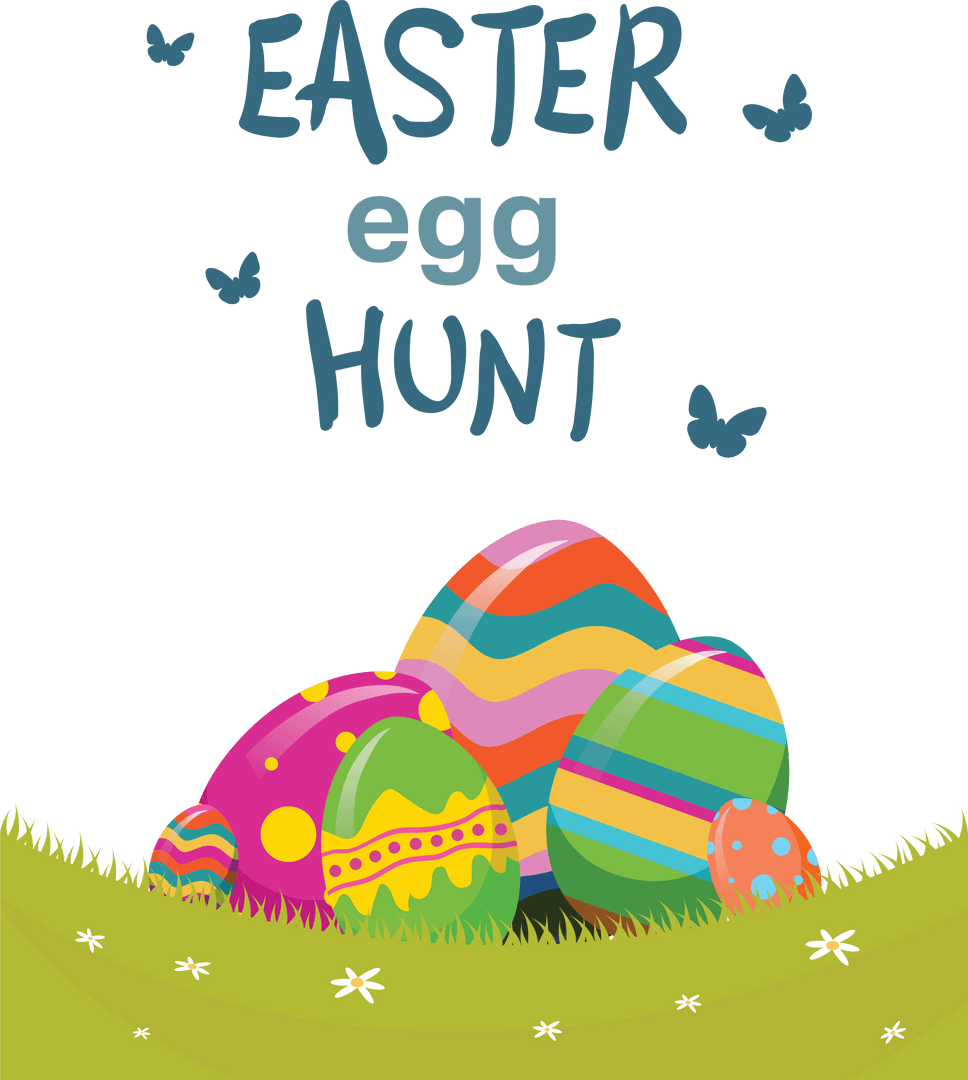 Transparent Easter Egg Hunt Colorful Graphic