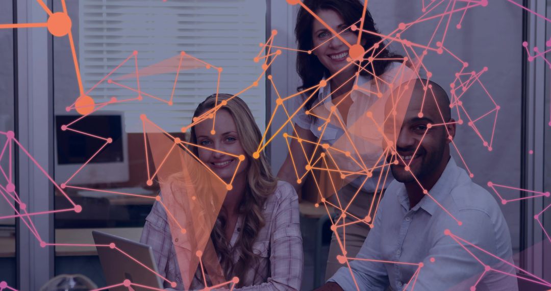 Collaborative Team Meeting with Digital Network Overlay in Office