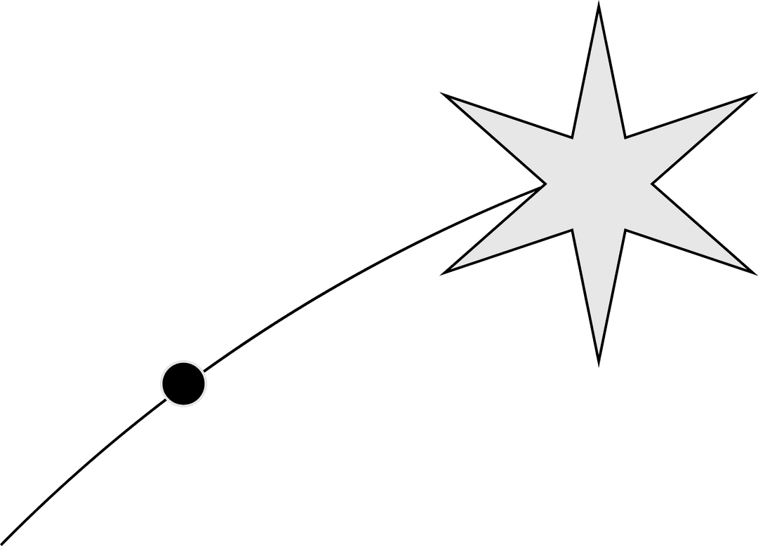 Minimalist Star and Dot with Curved Line on Transparent Background
