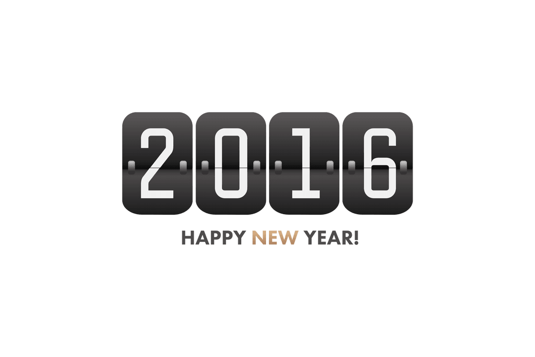 Digital 2016 Happy New Year Countdown on Transparent Background