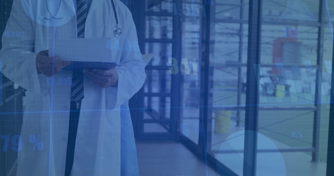 Healthcare Digital Interface with Doctor Analyzing Data