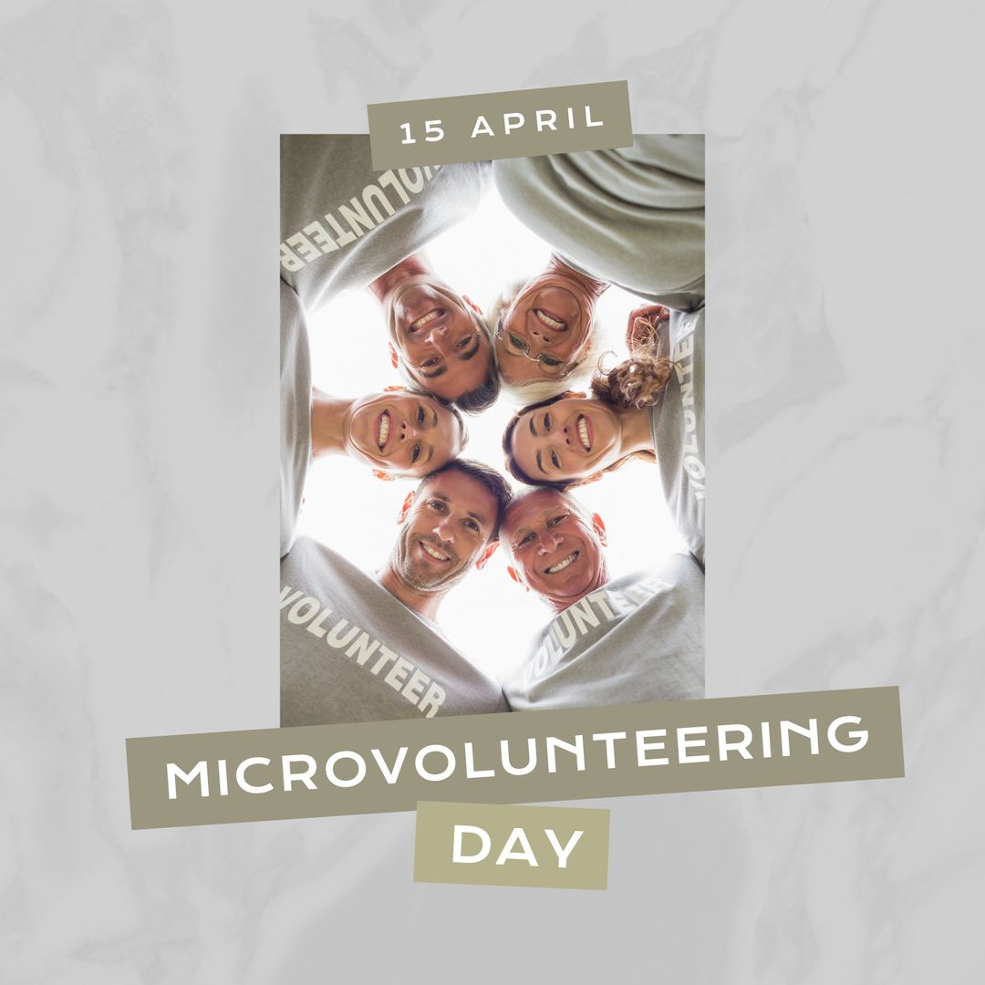 Diverse Volunteers Forming Circle for Microvolunteering Day