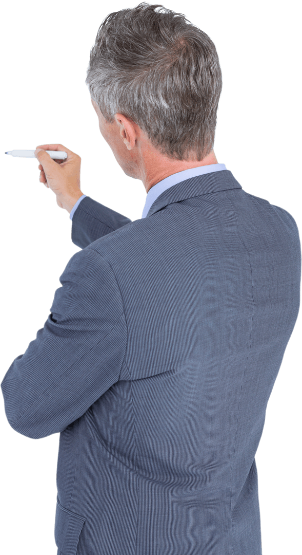 Professional Man Writing on Whiteboard with Transparent Background