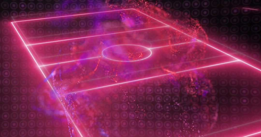Futuristic Neon Soccer Field with Swirling Lights and Particles