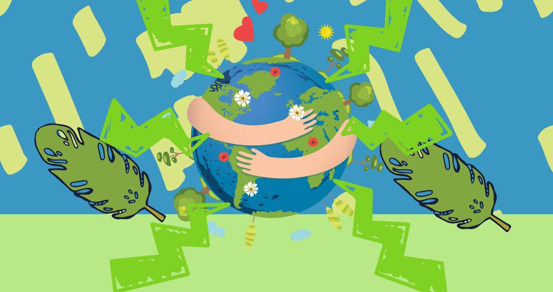 Earth Embraced by Greenery in Vibrant Artistic Representation