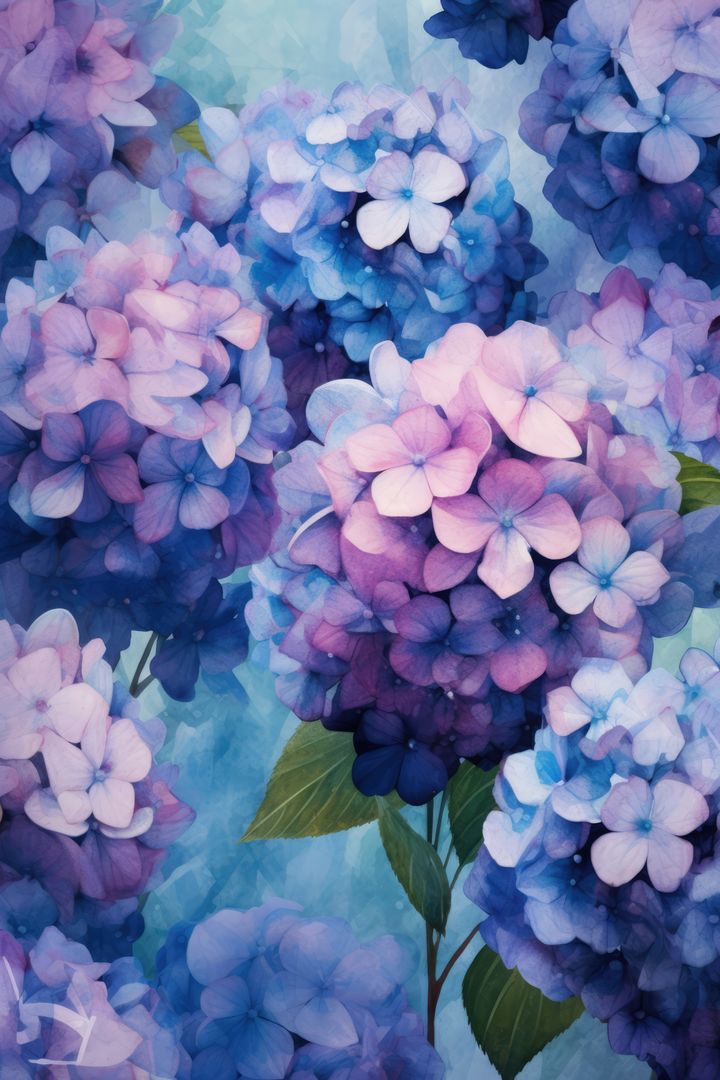 Soft Pastel Hydrangeas Floral Background with Watercolor Effect - Free Images, Stock Photos and Pictures on Pikwizard.com