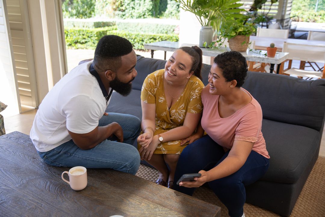 Close Friendship: Cheerful Gathering in Cozy Patio Lounge
