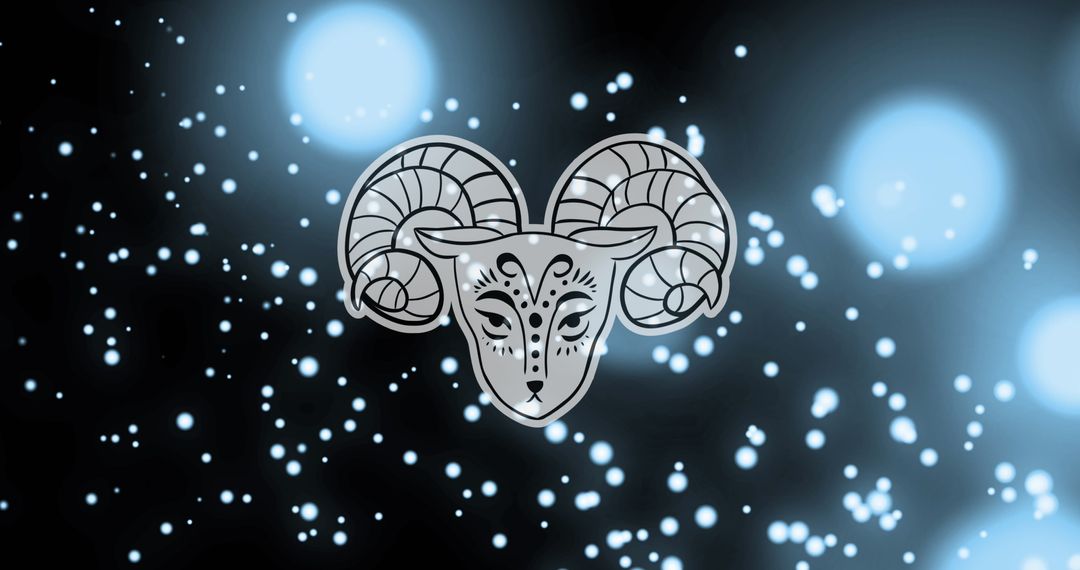 Aries Zodiac Symbol on Cosmic Digital Background