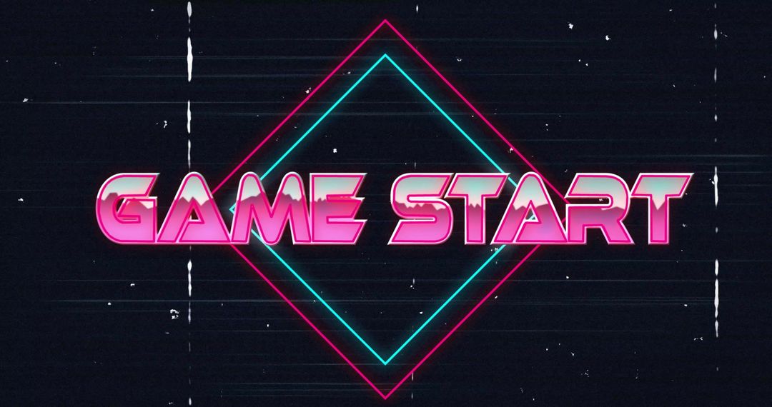 Neon Game Start Text with Retro Cyberpunk Theme