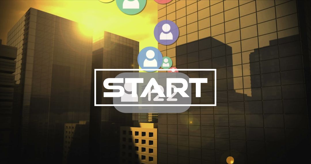 Digital Interface Concept with Growth Over City Skyline