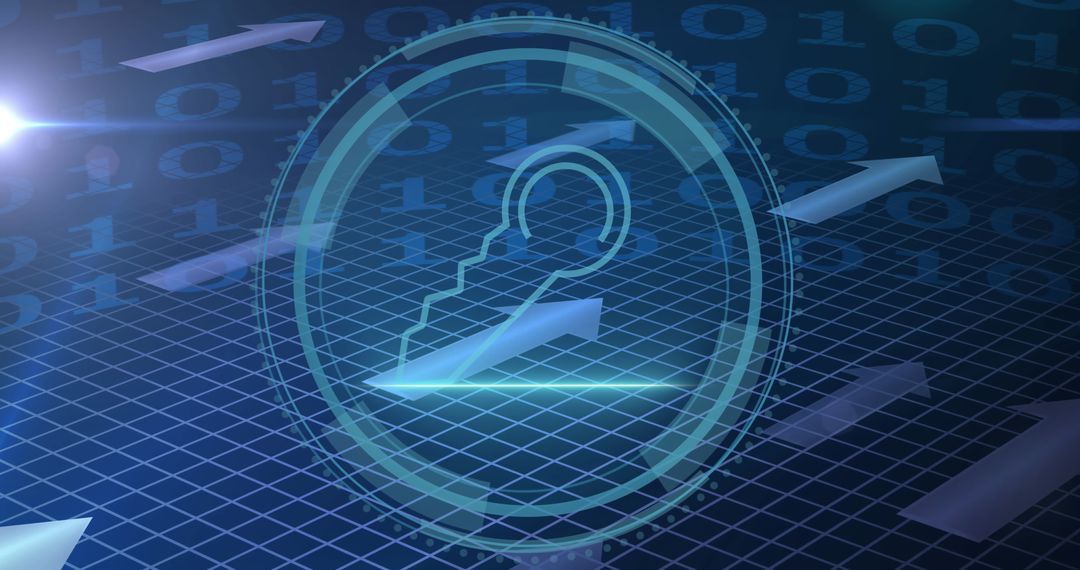 Key Symbol Digital Data Concept on Blue Background