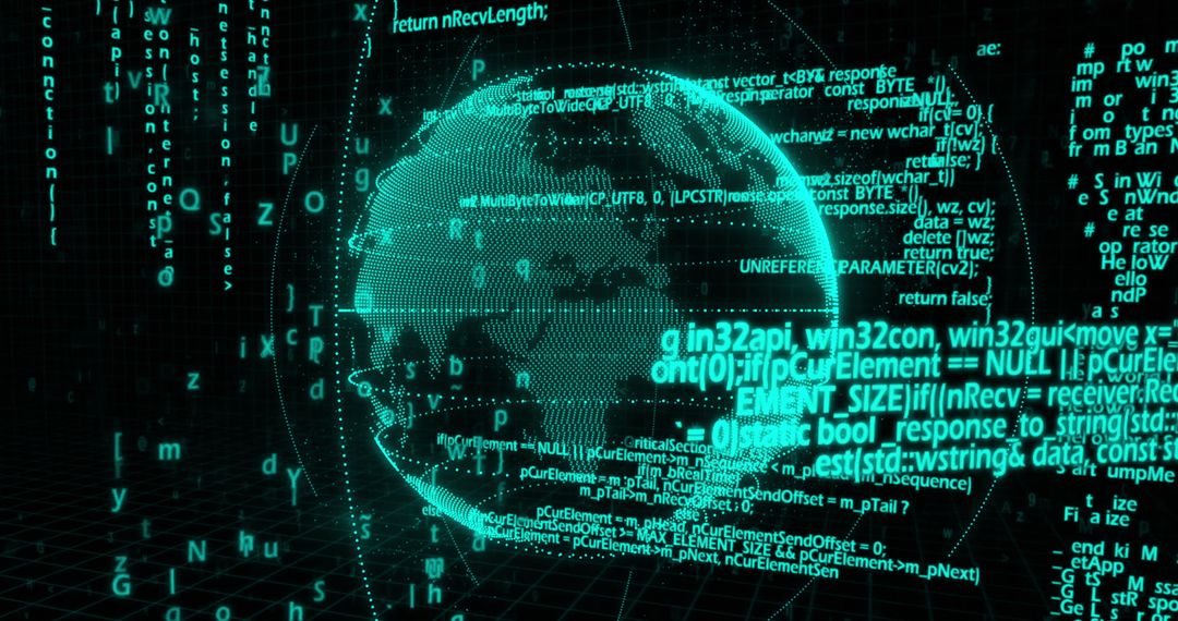 Global Digital Data Network Concept with World and Code