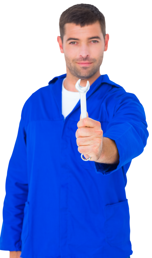 Confident Mechanic Holding Spanner with Transparent Background - Download Free Stock Images Pikwizard.com