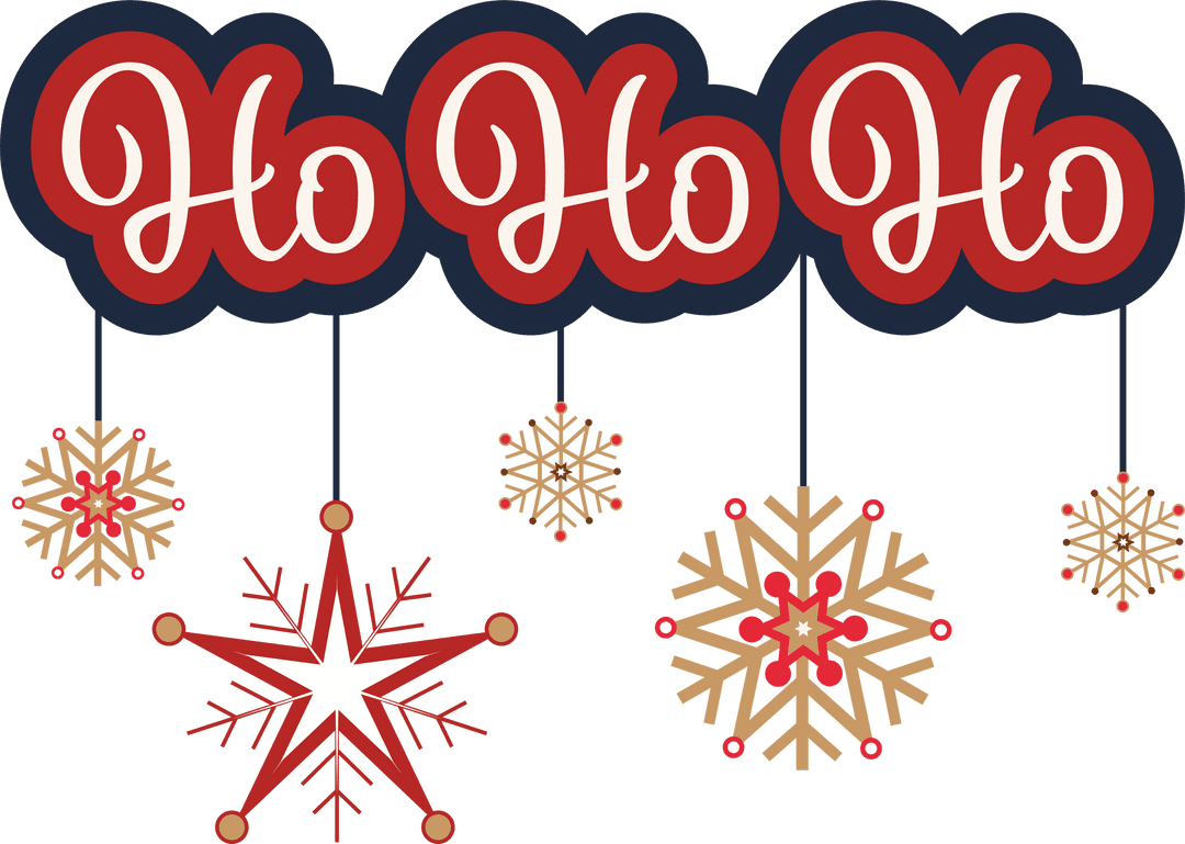 Festive Transparent Text Design with Snowflake Decorations