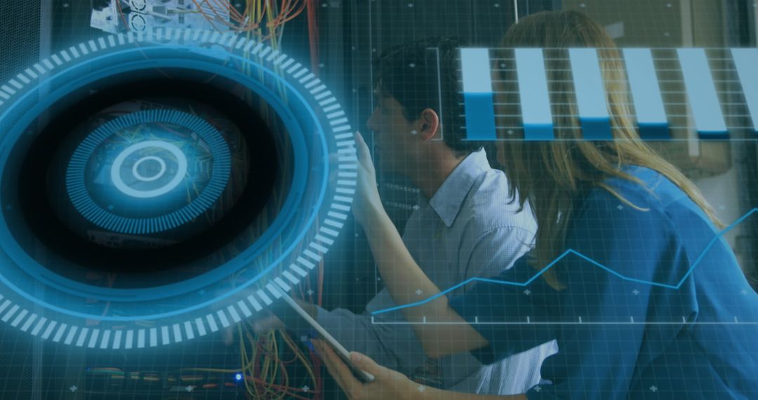 Innovative Engineers Analyzing Server Technological Data