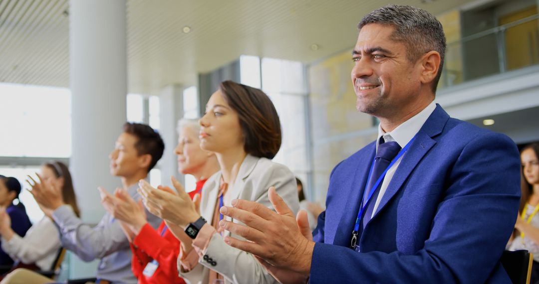 Diverse Professionals Clapping During Business Conference - Free Images, Stock Photos and Pictures on Pikwizard.com