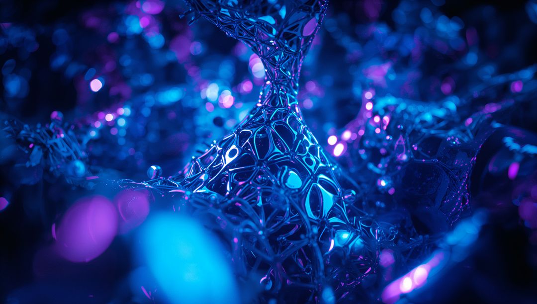 Futuristic Glowing Metallic Lattice in Neon Space