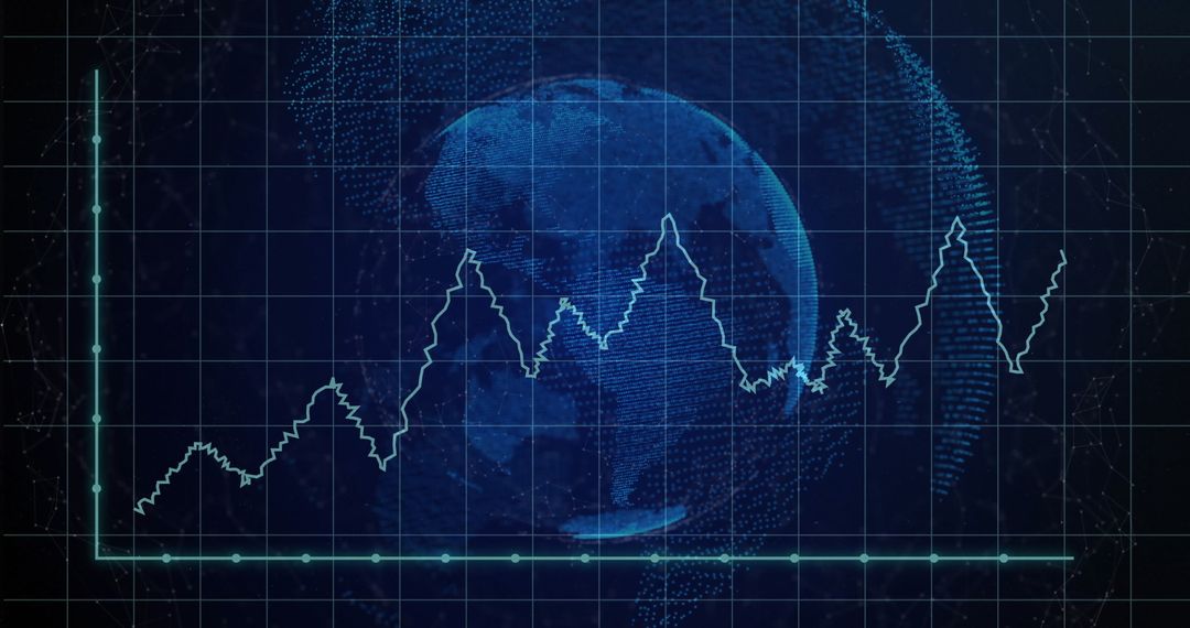 Futuristic Holographic Globe with Digital Data Graph Overlay
