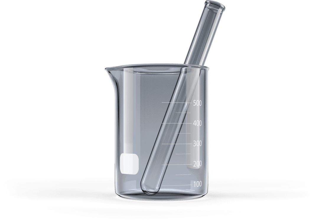 Transparent Empty Glass Beaker with Floating Test Tube