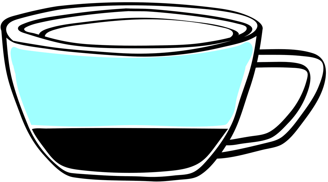 Transparent Coffee Cup Illustration in Blue and Black