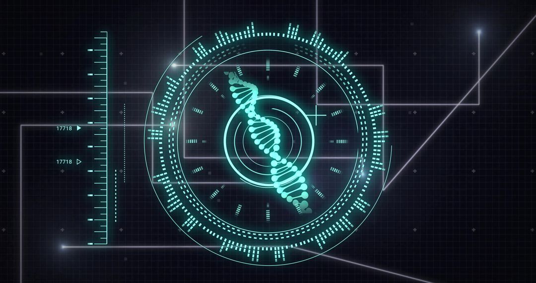 Digital DNA Strand with Futuristic Data Interface