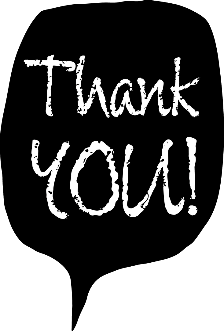 Handwritten Thank You Text in Speech Bubble, Transparent Background