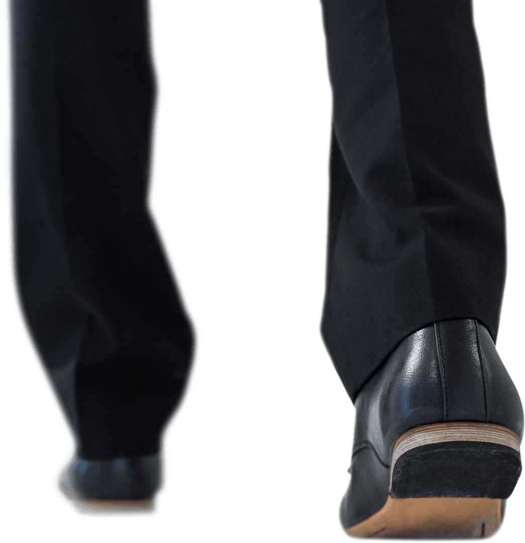 Transparent Walk of Businessman's Low Section Closeup