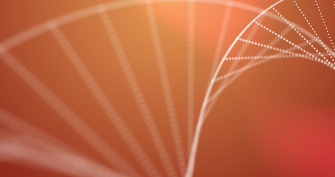 Abstract White DNA Strand on Red and Orange Background
