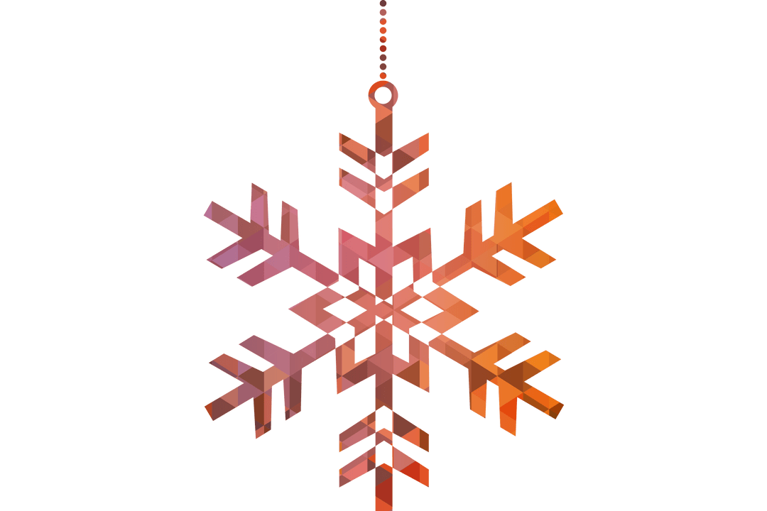 Geometric Gradient Christmas Snowflake Ornament on Transparent Background