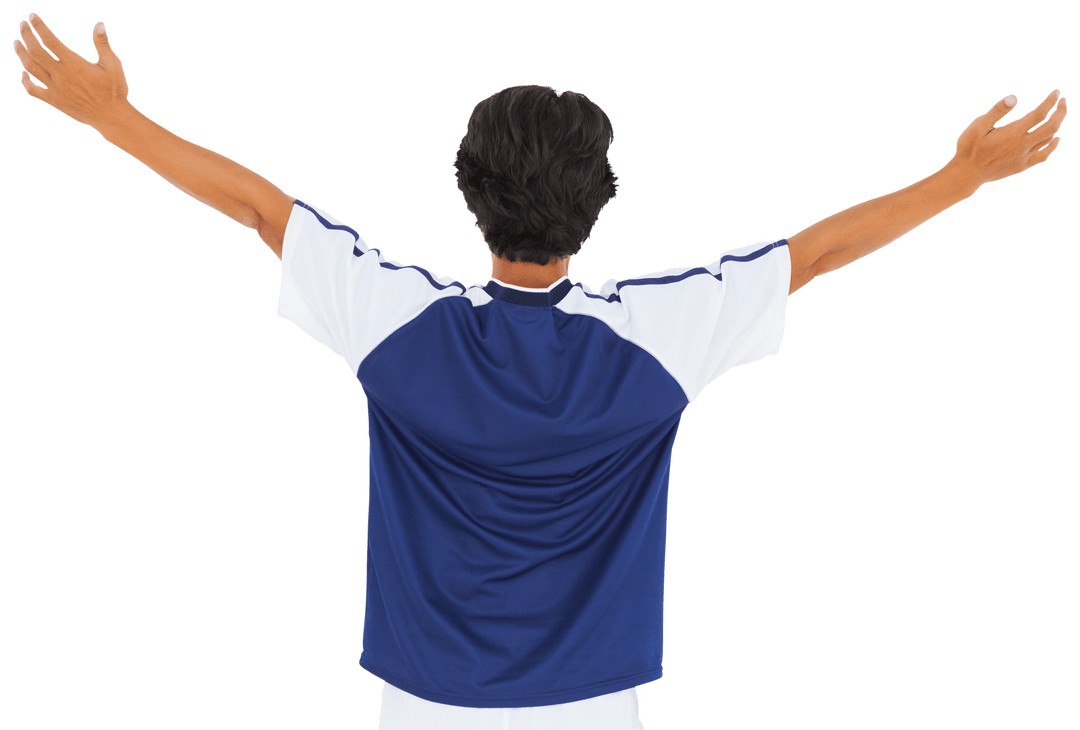 Transparent View of Football Player Celebrating Victory