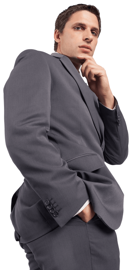 Transparent Confident Businessman Pondering Ideas
