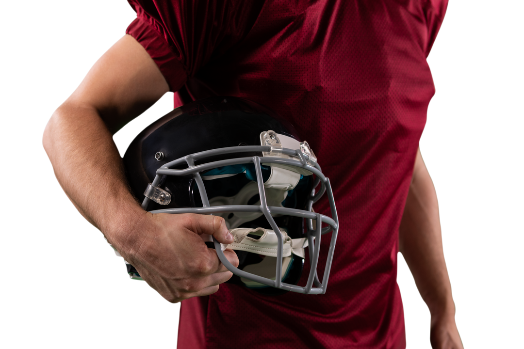 Midsection of Caucasian Male American Football Player Holding Helmet on Transparent Background - Download Free Stock Images Pikwizard.com