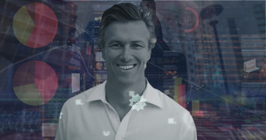 Caucasian Man and Global Business Data Integration