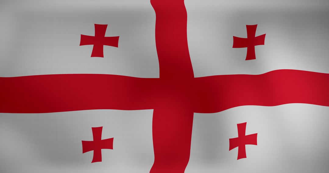 Waving flag of Georgia with Bold Red Cross