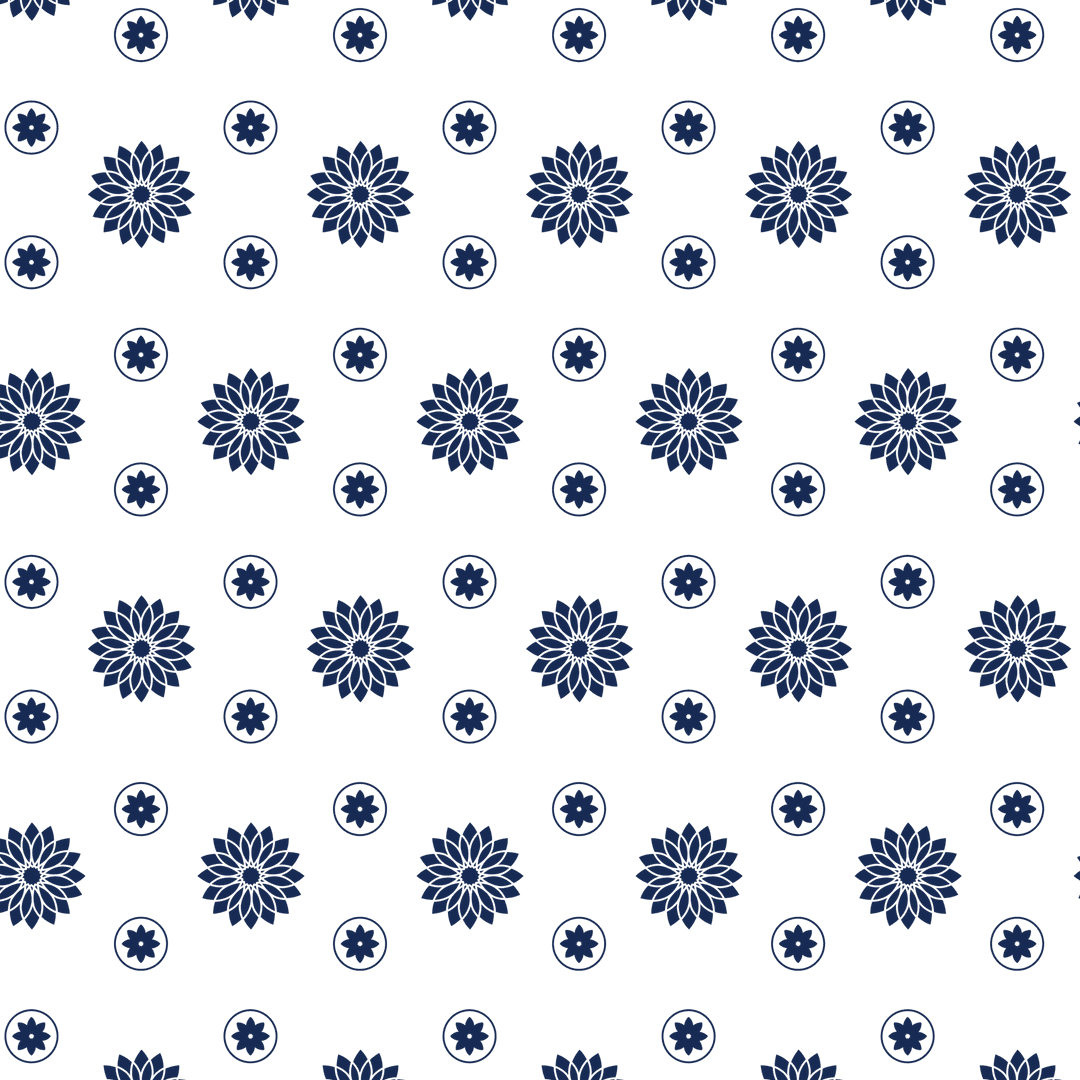 Blue Flower Pattern on Transparent Background