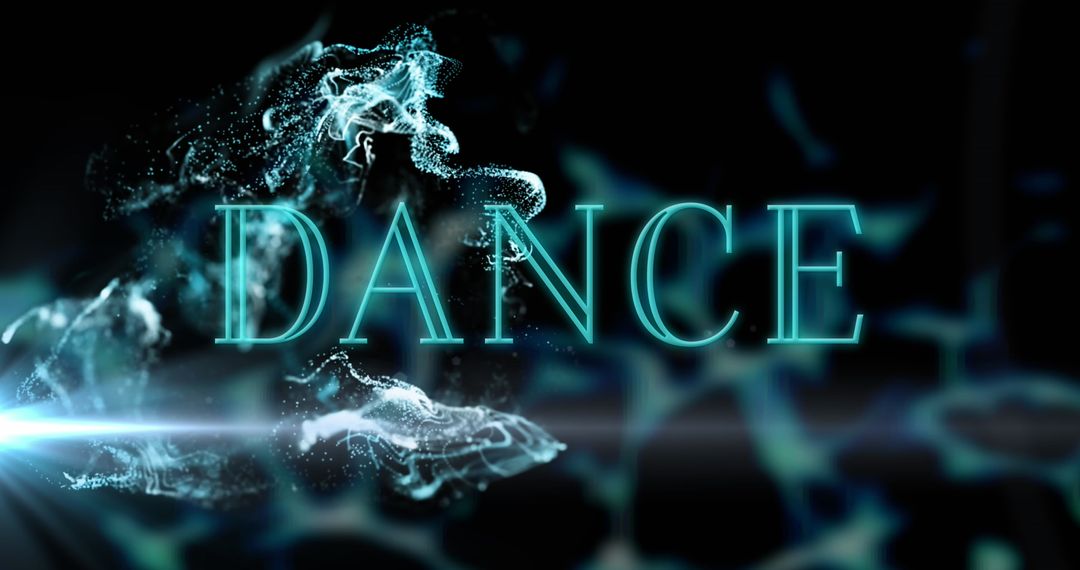 Neon Dance Text over Digital Waves and Blue Light