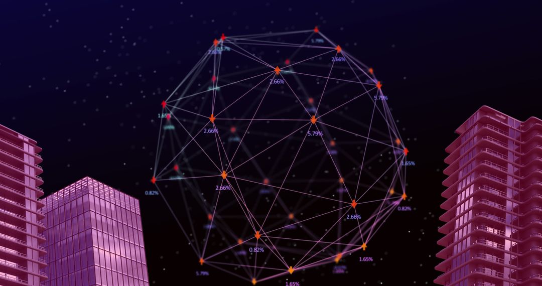 Digital Network Connections Above Modern Cityscape
