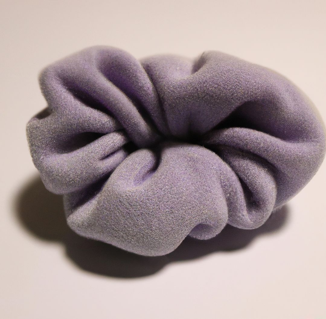 Image of close up of lilac coloured scrunchie on white background - Free Images, Stock Photos and Pictures on Pikwizard.com
