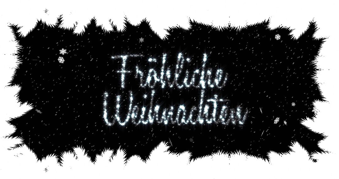 Fröhliche Weihnachten Sparkling Text with Snowy Atomsphere