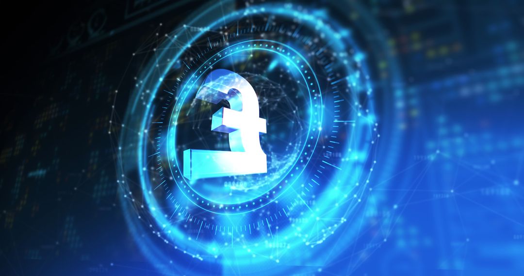 Digital Finance Concept with Rotating Pound Symbol