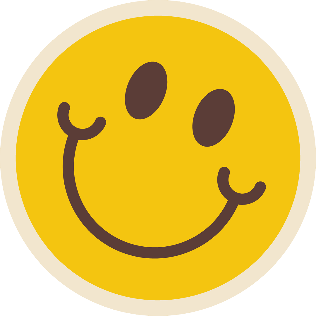 Transparent Smiley Icon on Yellow Circle with Beige Border