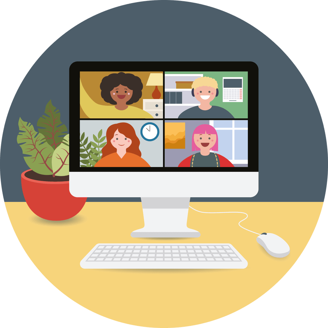 Transparent Vector Illustration of Virtual Group Video Call on Computer - Download Free Stock Images Pikwizard.com