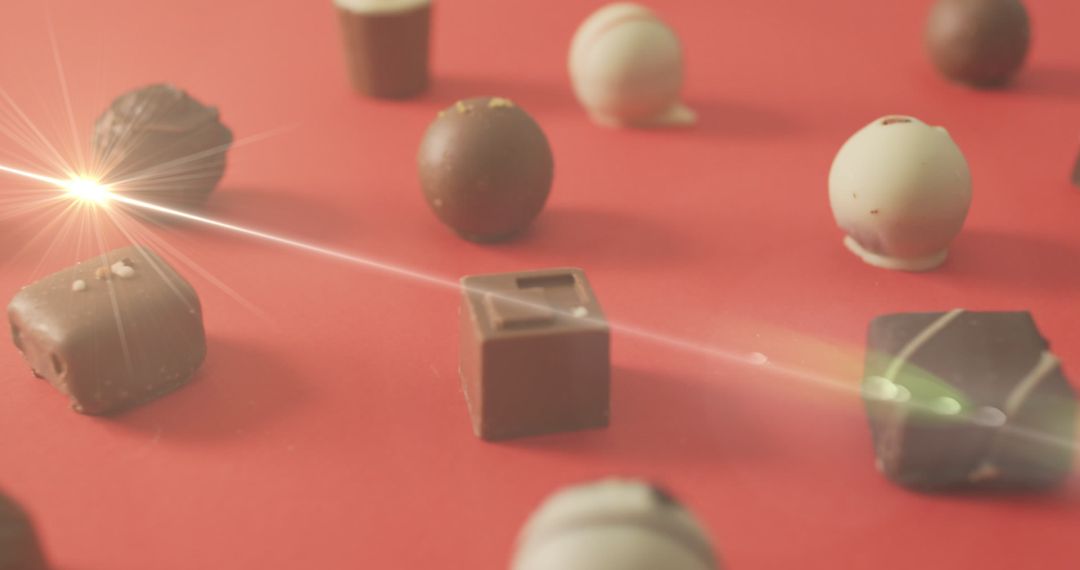 Assorted Chocolate Pralines with Sparkling Light Overlay