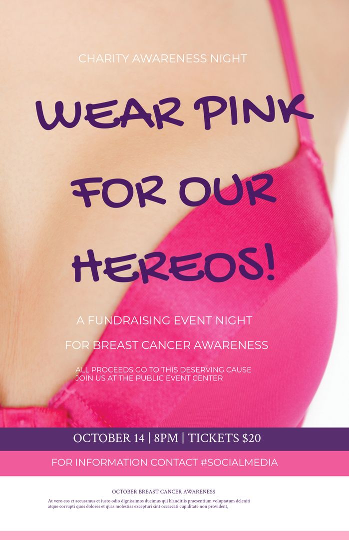 Breast Cancer Awareness Event Promotion with Pink Attire - Download Free Stock Templates Pikwizard.com